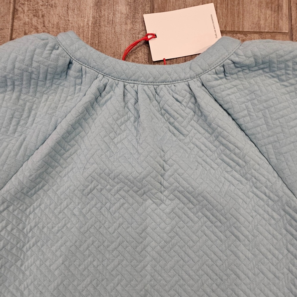 VOY Quilted Athletic Mini Dress Size S Blue Side Stripe Zip Slit Preppy Sporty - Picture 6 of 10